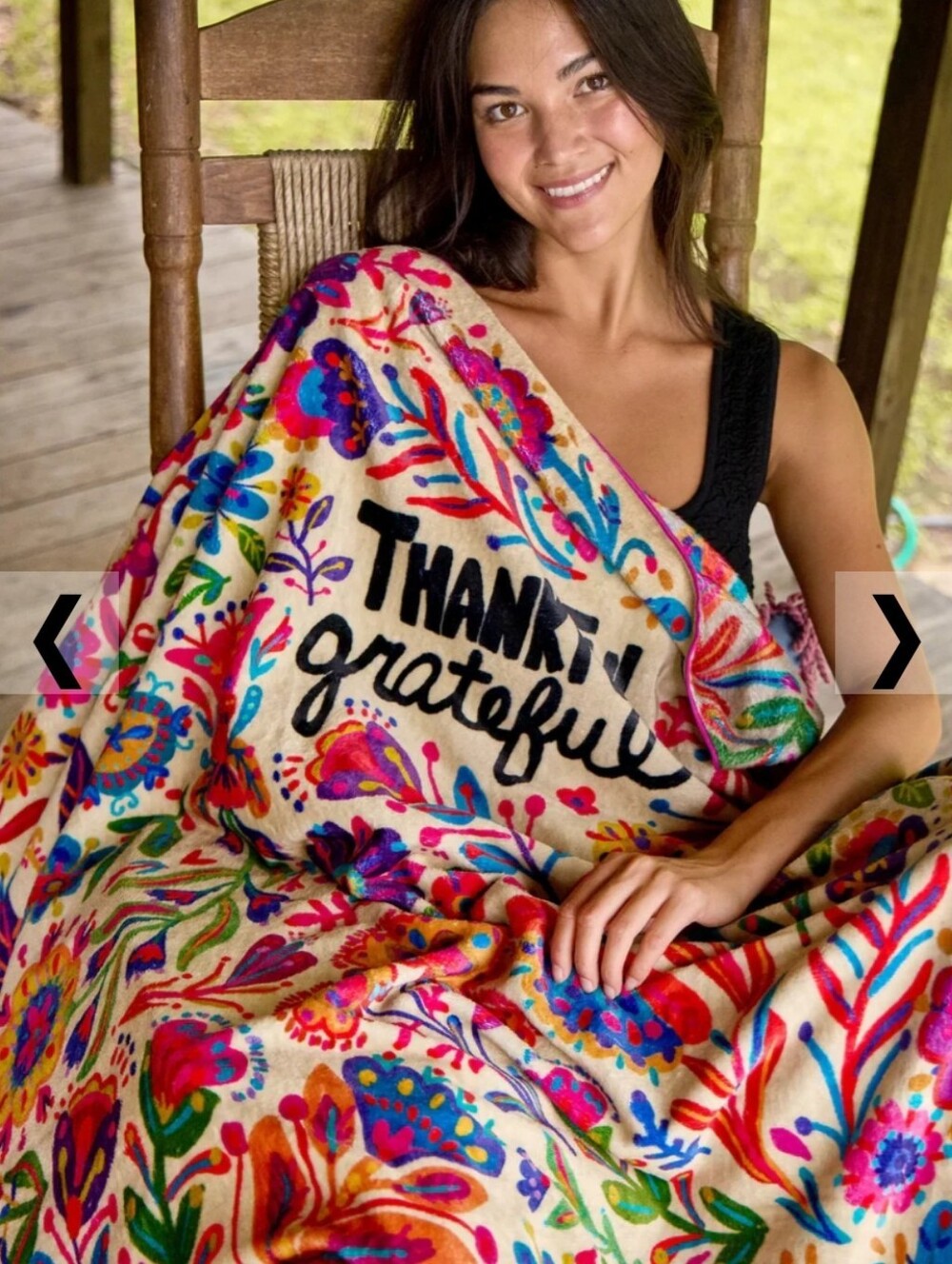 Natural Life Thankful Grateful Reversible Cozy Throw Blanket Lightweight NWT